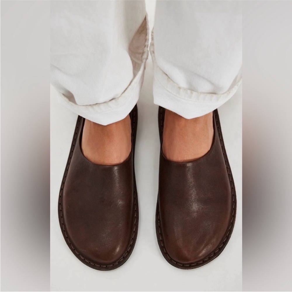 VIBAe Roma Mules Chocolate Brown Leather Mules Clogs Size 39